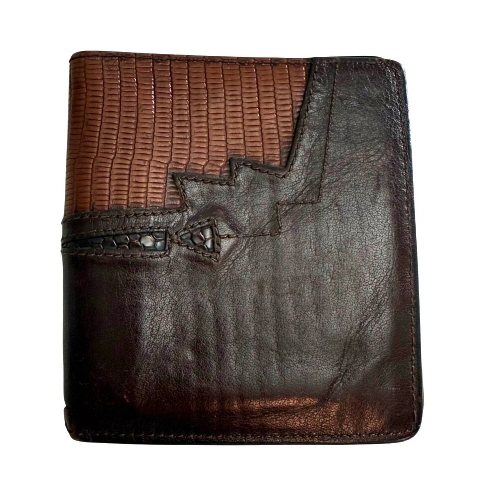 James Culver Men's Bi-Fold Wallet Croc Lizard Embossed Leather Handmade Tubac